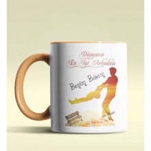 Kişiye Özel Dünyanın En İyi Arkadaşı 2 Temalı Turuncu Kupa Bardak