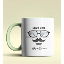 Kişiye Özel Love You Dad 2 Tasarımlı Yeşil Kupa Bardak