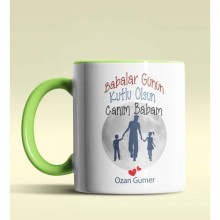 Kişiye Özel Babalar Günün Kutlu Olsun 12 Tema Yeşil Kupa Bardak