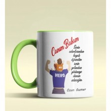 Kişiye Özel Canım Babam Mesajlı Tasarımlı Yeşil Kupa Bardak