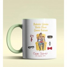 Kişiye Özel Babalar Günün Kutlu Olsun 6 Tema Yeşil Kupa Bardak