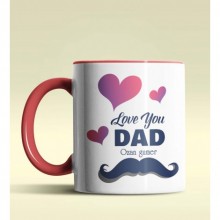 Kişiye Özel Love You Dad Tasarımlı Kırmızı Kupa Bardak