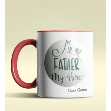 Kişiye Özel My Father My Hero Tasarımlı Kırmızı Kupa Bardak