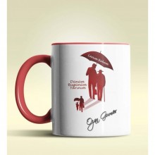 Kişiye Özel Dünüm Bugünüm Yarınım Tasarımlı Kırmızı Kupa Bardak