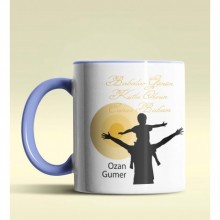 Kişiye Özel Babalar Günün Kutlu Olsun 13 Tema Mavi Kupa Bardak