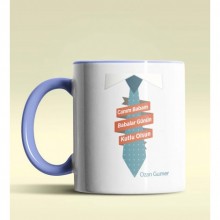 Kişiye Özel Babalar Günün Kutlu Olsun 10 Tema Mavi Kupa Bardak