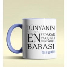 Kişiye Özel Dünyanın En En En Babası Temalı Mavi Kupa Bardak