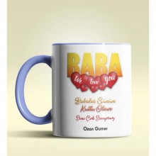 Kişiye Özel Baba Tasarımlı Mavi Kupa Bardak