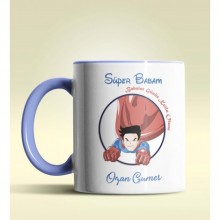 Kişiye Özel Süper Babam Tasarımlı Mavi Kupa Bardak