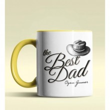 Kişiye Özel The Best Dad Tasarımlı Sarı Kupa Bardak