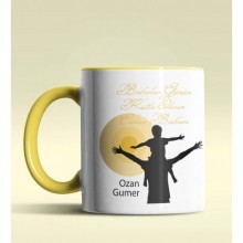 Kişiye Özel Babalar Günün Kutlu Olsun 13 Tema Sarı Kupa Bardak