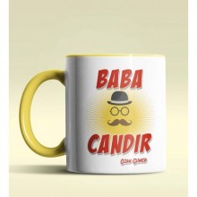 Kişiye Özel Baba Candır Tasarımlı Sarı Kupa Bardak