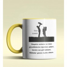 Kişiye Özel Babalar Günü Mesajlı Tasarımlı Sarı Kupa Bardak