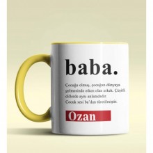 Kişiye Özel Baba Sözlük Açıklaması Tasarımlı Sarı Kupa Bardak