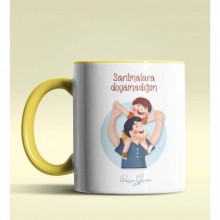 Kişiye Özel Sarılmalara Doyamadığım Babam Tasarımlı Sarı Kupa