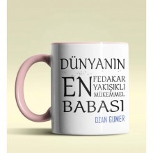 Kişiye Özel Dünyanın En En En Babası Temalı Pembe Kupa Bardak