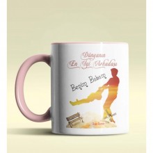 Kişiye Özel Dünyanın En İyi Arkadaşı 2 Temalı Pembe Kupa Bardak