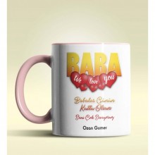 Kişiye Özel Baba Tasarımlı Pembe Kupa Bardak