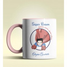 Kişiye Özel Süper Babam Tasarımlı Pembe Kupa Bardak