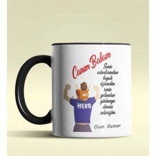 Kişiye Özel Canım Babam Mesajlı Tasarımlı Siyah Kupa Bardak