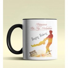 Kişiye Özel Dünyanın En İyi Arkadaşı 2 Temalı Siyah Kupa Bardak