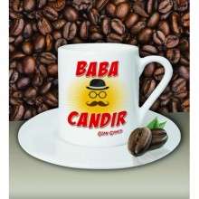 Kişiye Özel Baba Candır Tasarımlı Beyaz Kahve Fincanı