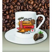 Kişiye Özel Babalar Günün Kutlu Olsun Temalı Beyaz Kahve Fincanı