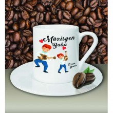 Kişiye Özel Müzisyen Baba Temalı Beyaz Kahve Fincanı