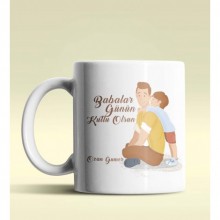 Kişiye Özel İlk Babalar Günü Tasarımlı Beyaz Kupa