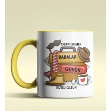 Kişiye Özel Babalar Günün Kutlu Olsun Tasarımlı Sarı Renkli Kupa