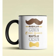 Kişiye Özel Babalar Günün Kutlu Olsun 5 Tasarımlı Siyah Renkli Kupa