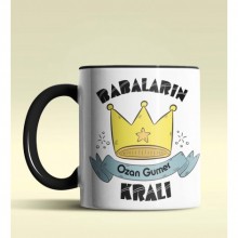 Kişiye Özel Babaların Kralı 2 Tasarımlı Siyah Renkli Kupa
