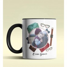 Kişiye Özel Fotoğraflı Tasarımlı Siyah Renkli Kupa