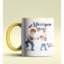 Kişiye Özel Müzisyen Baba Tasarımlı Sarı Renkli Kupa