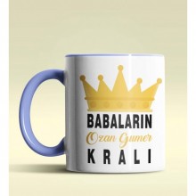 Kişiye Özel Babaların Kralı 3 Tasarımlı Mavi Renkli Kupa