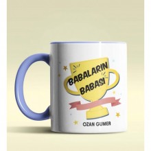 Kişiye Özel Babaların Babası Tasarımlı Mavi Renkli Kupa