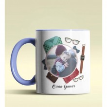 Kişiye Özel Fotoğraflı Tasarımlı Mavi Renkli Kupa