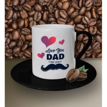 Kişiye Özel Love You Dad Tasarımlı Beyaz Kahve Fincanı