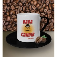 Kişiye Özel Baba Candır Tasarımlı Beyaz Kahve Fincanı