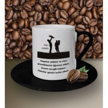 Kişiye Özel Babalar Günü Mesajlı Tasarımlı Beyaz Kahve Fincanı