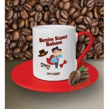 Kişiye Özel Benim Süper Babam Tasarımlı Beyaz Kahve Fincanı