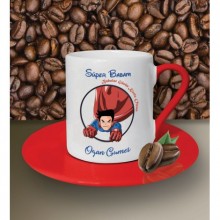 Kişiye Özel Süper Babam Tasarımlı Beyaz Kahve Fincanı