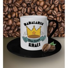 Kişiye Özel Babaların Kralı Temalı Siyah Kahve Fincanı