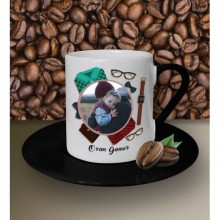 Kişiye Özel Fotoğraf Temalı Siyah Kahve Fincanı