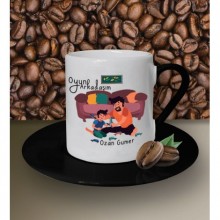 Kişiye Özel Oyun Arkadaşım Temalı Siyah Kahve Fincanı