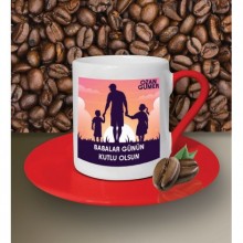 Kişiye Özel Babalar Günün Kutlu Olsun Temalı Kırmızı Kahve Fincanı