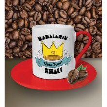 Kişiye Özel Babaların Kralı Temalı Kırmızı Kahve Fincanı