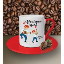 Kişiye Özel Müzisyen Baba Temalı Kırmızı Kahve Fincanı