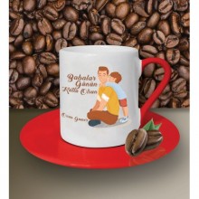 Kişiye Özel Babalar Günün Kutlu Olsun Temalı Kırmızı Kahve Fincanı