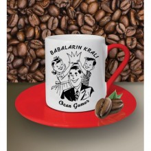 Kişiye Özel Babaların Kralı Temalı Kırmızı Kahve Fincanı